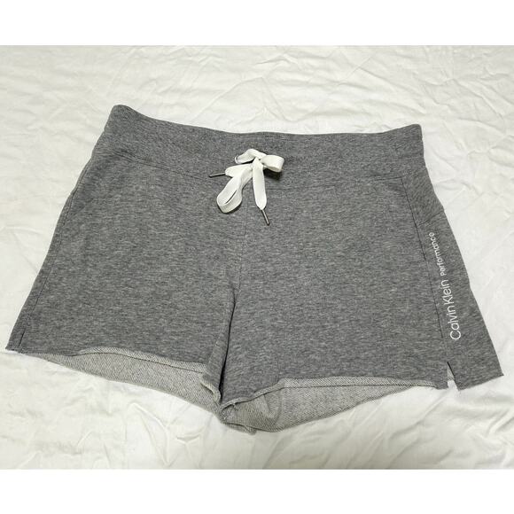 Calvin Klein Performance Womens Ribbed Waistband Shorts Gray Heather Large New - Picture 1 of 6